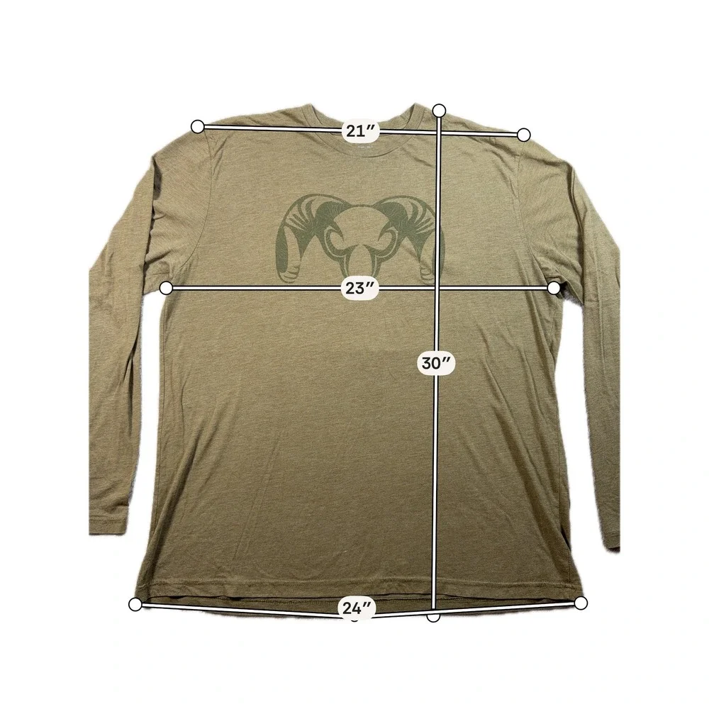 Kuiu Long Sleeve T-Shirt Mens XL Olive Green Crewneck Ram Logo Hunting